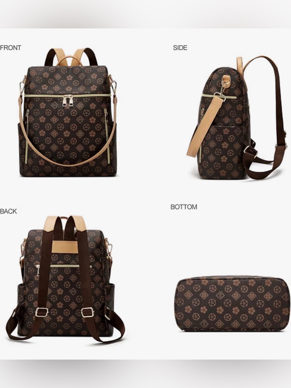 Backpack Purse for Women PU Leather Travel Satchel Handbag Convertible Design Ba
